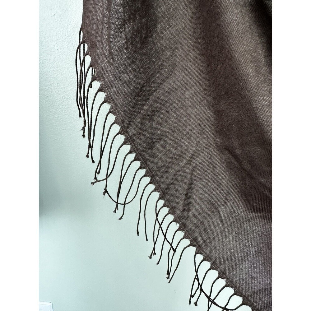Cashmere Scarf Italy Brown Fringe Long 70”x 29” Classic Fringe Raw Edge Unisex - Picture 4 of 6